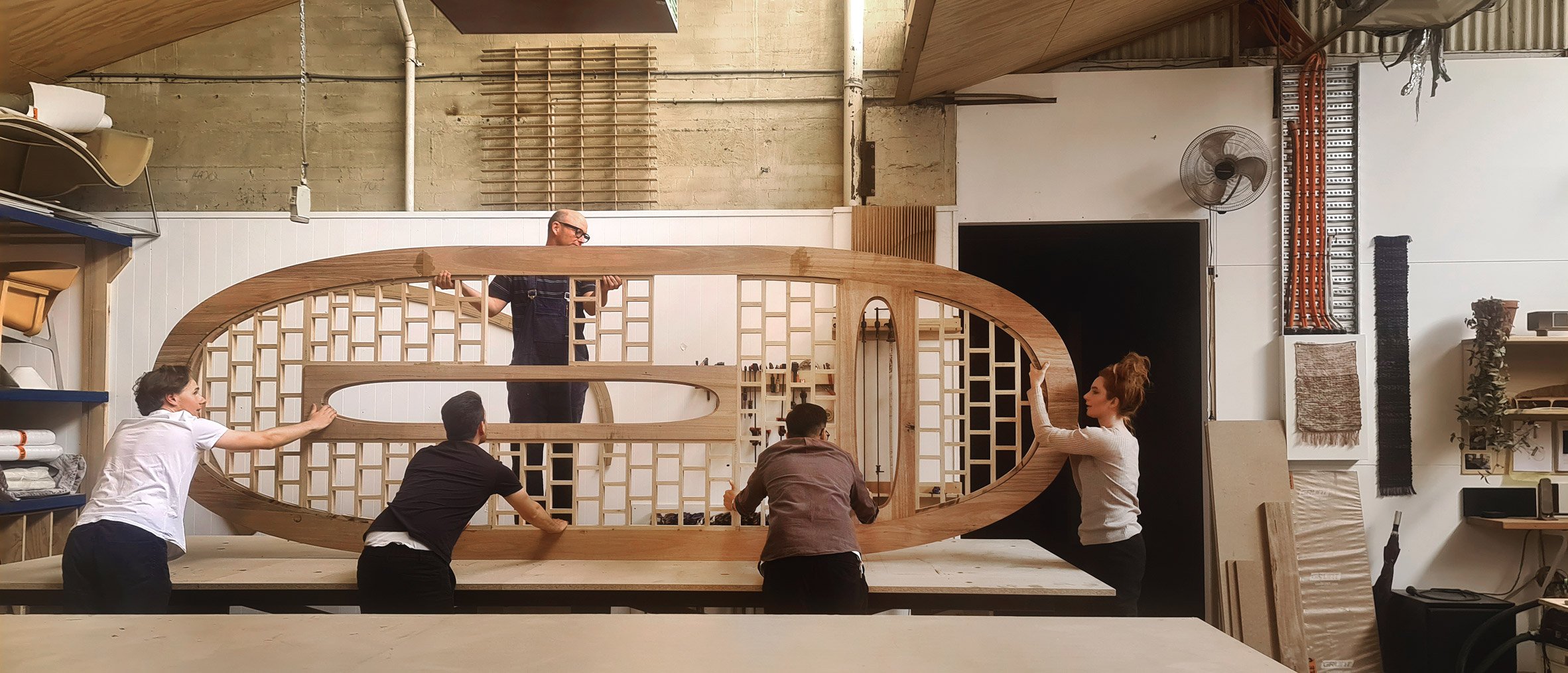 Timber table in construction