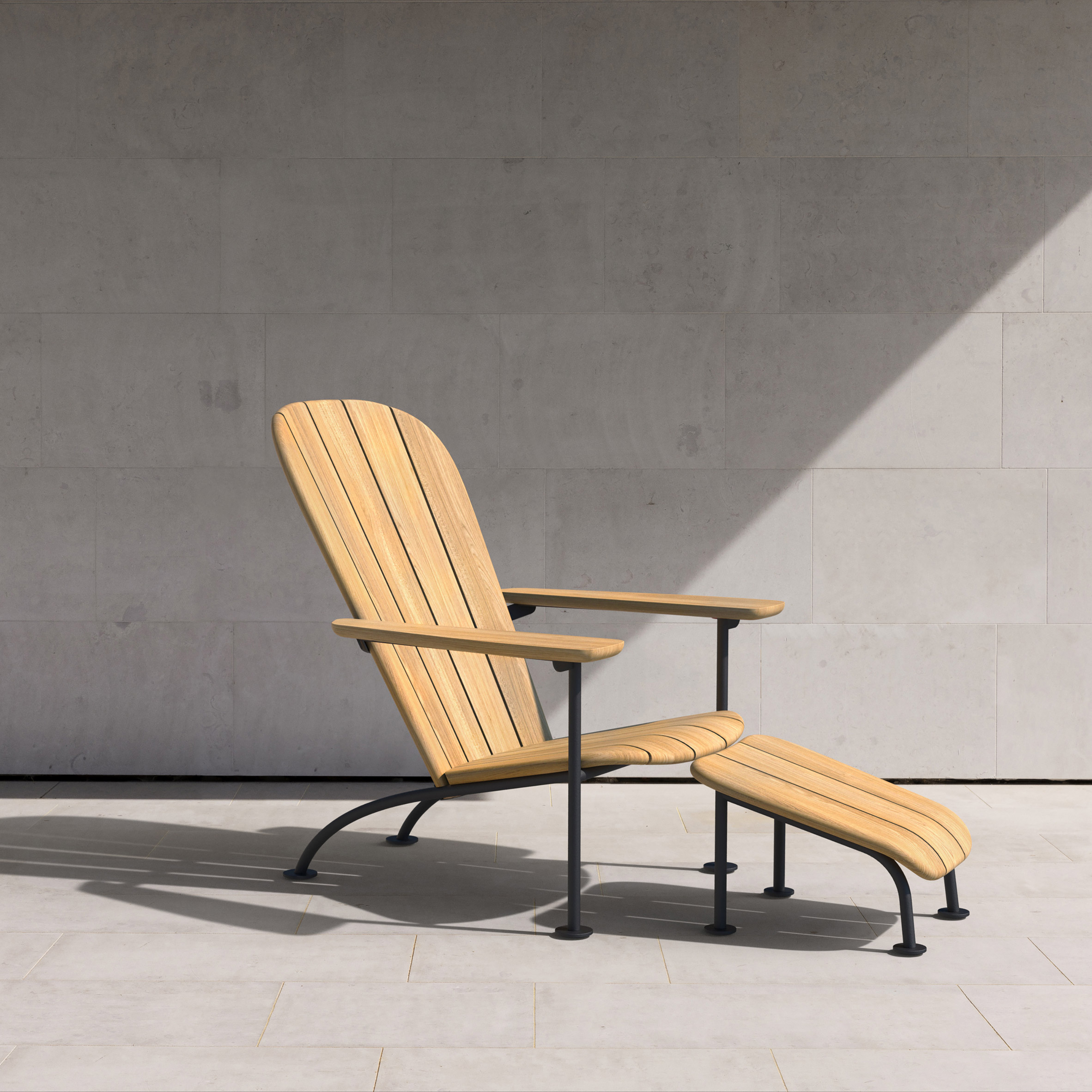 Wooden chair with foot rest 