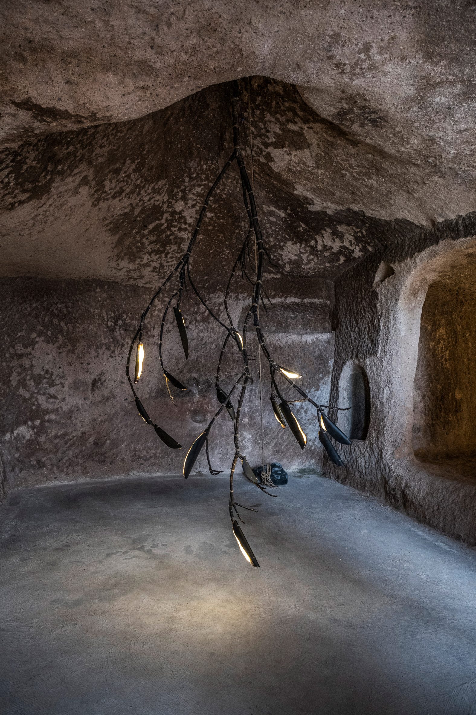 Chandelier made from tree branch