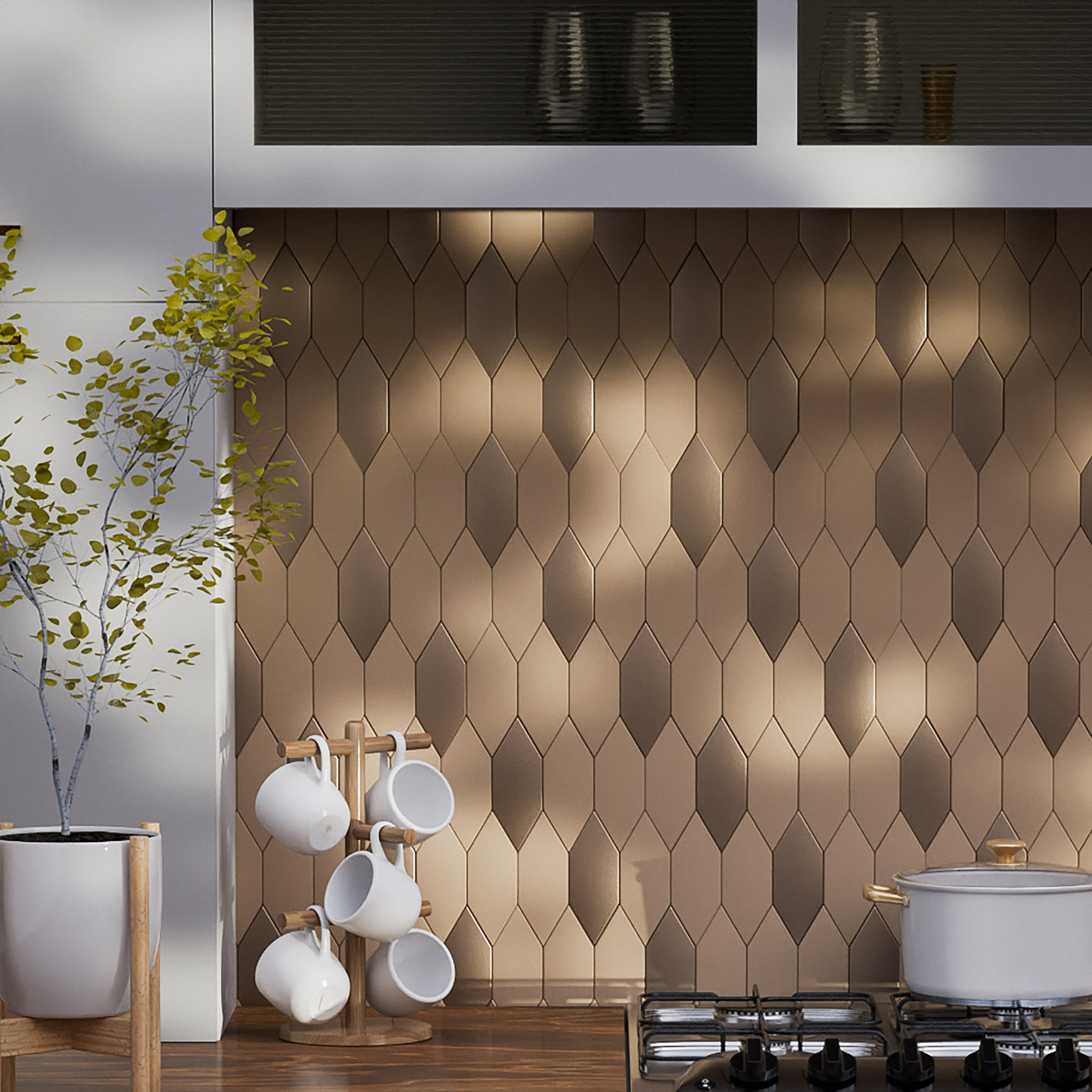 Metallic Japandi tiles by Cobsa