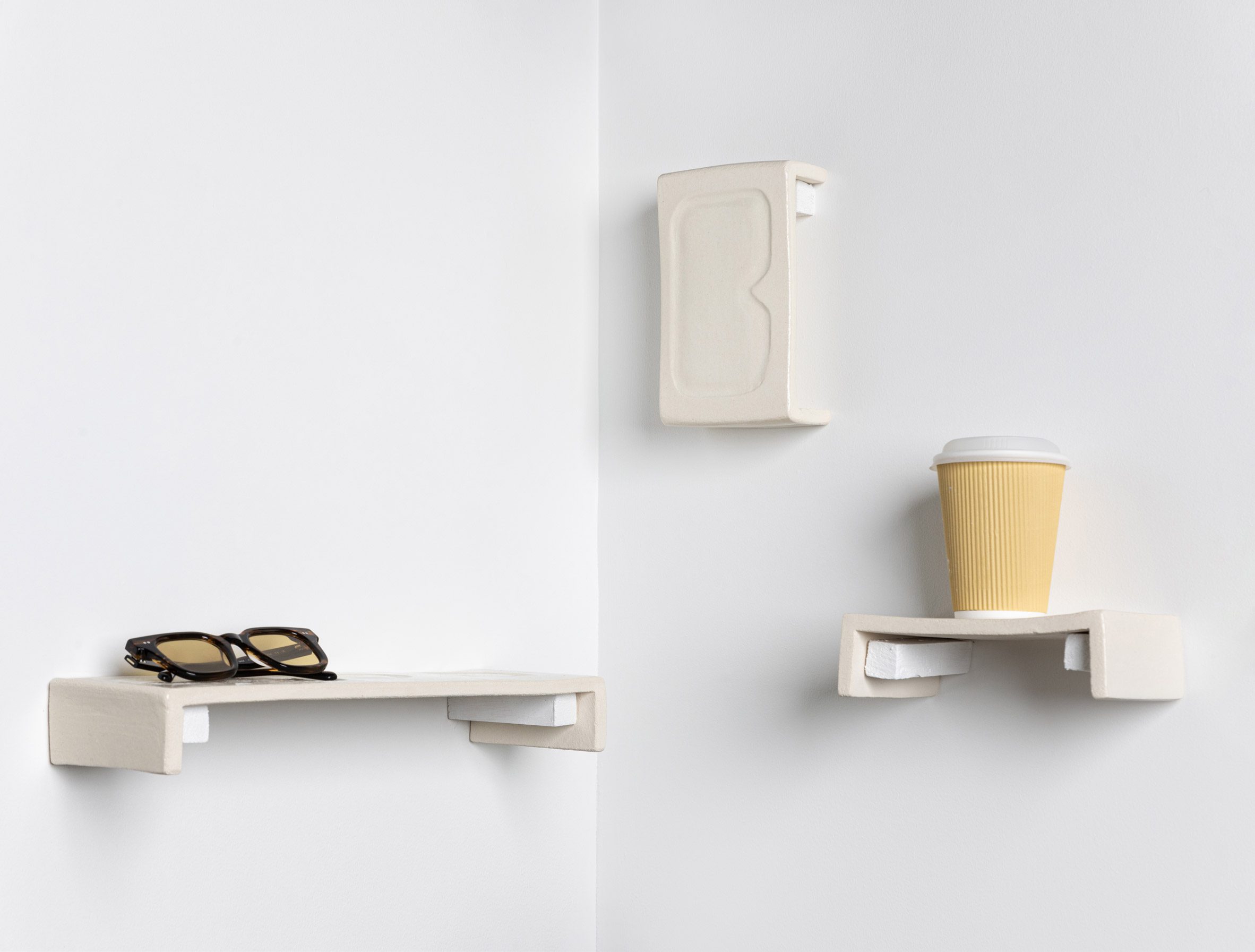 Clay shelving system by Seisei Studio