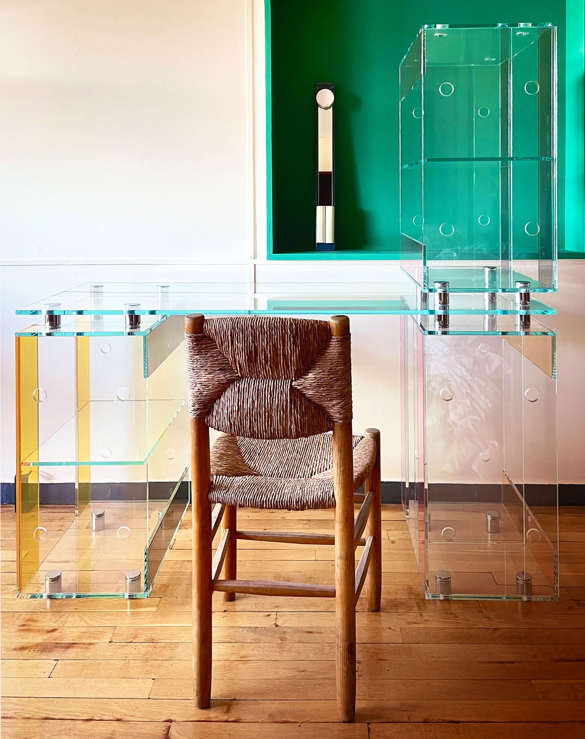 Clear plastic desk by Marie & Alexandre