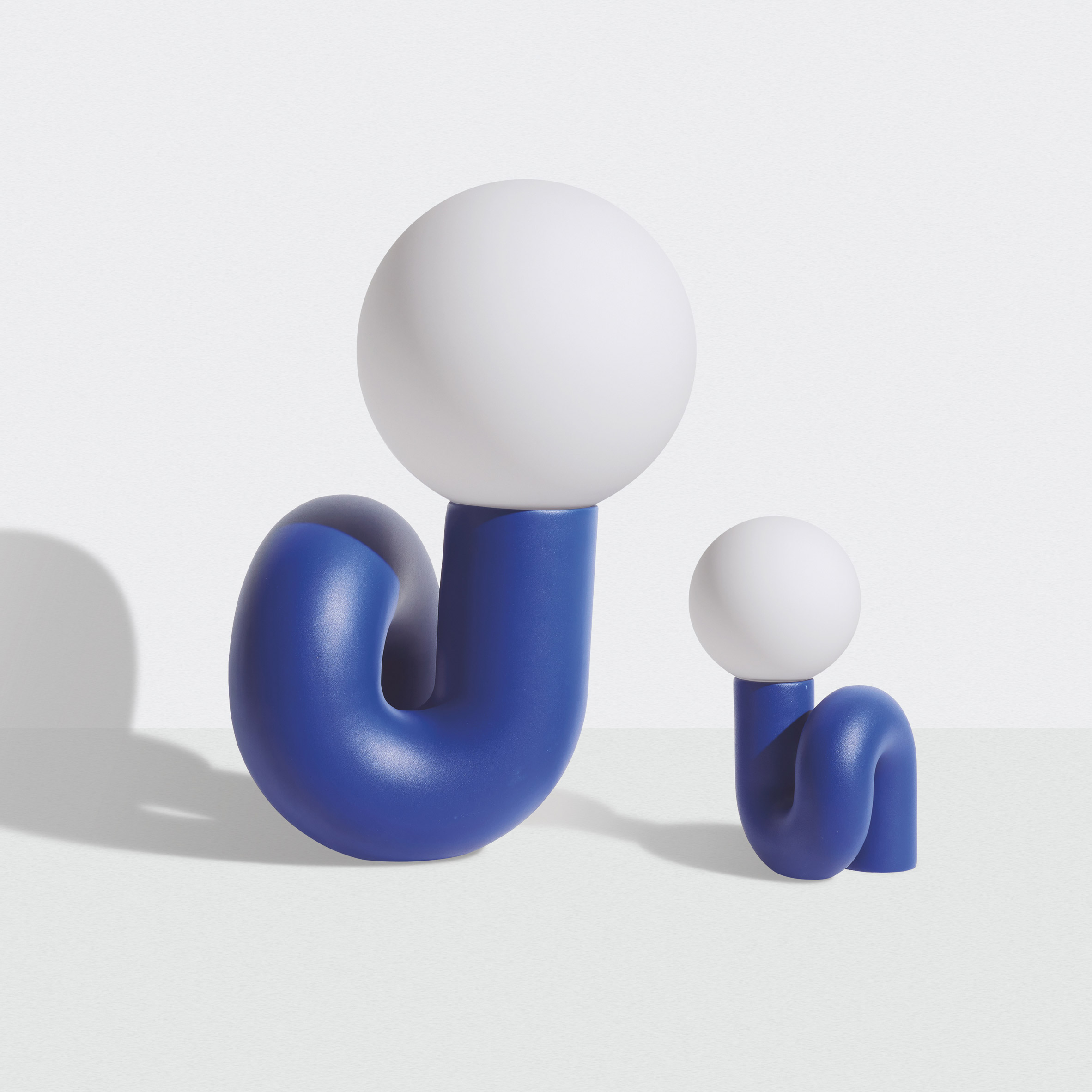 Two blue Neotenic lamps by Jumbo NYC for Petite Friture